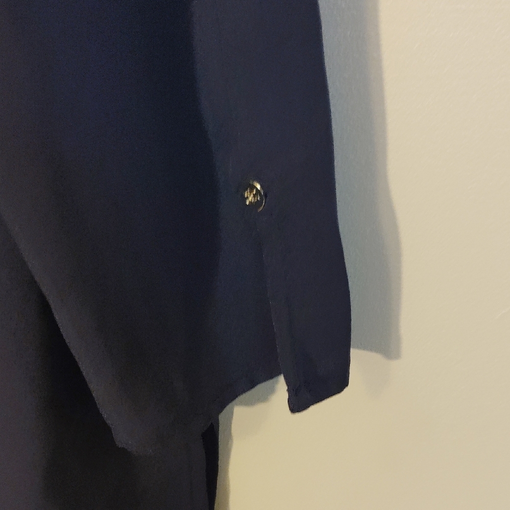 Chico's Blue 3/4 Sleeve Mandarin Collar Blouse - Picture 6 of 8
